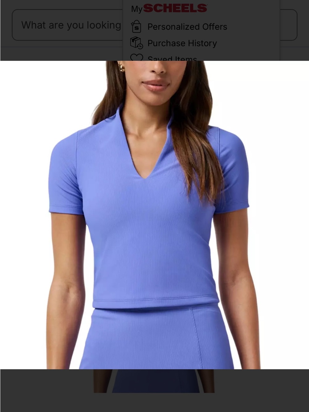 TravisMathew Periwinkle Ribbed V-Notch Short Sleeve Top